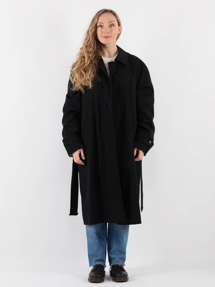 Vintage 90's Women Trench Coat in Black