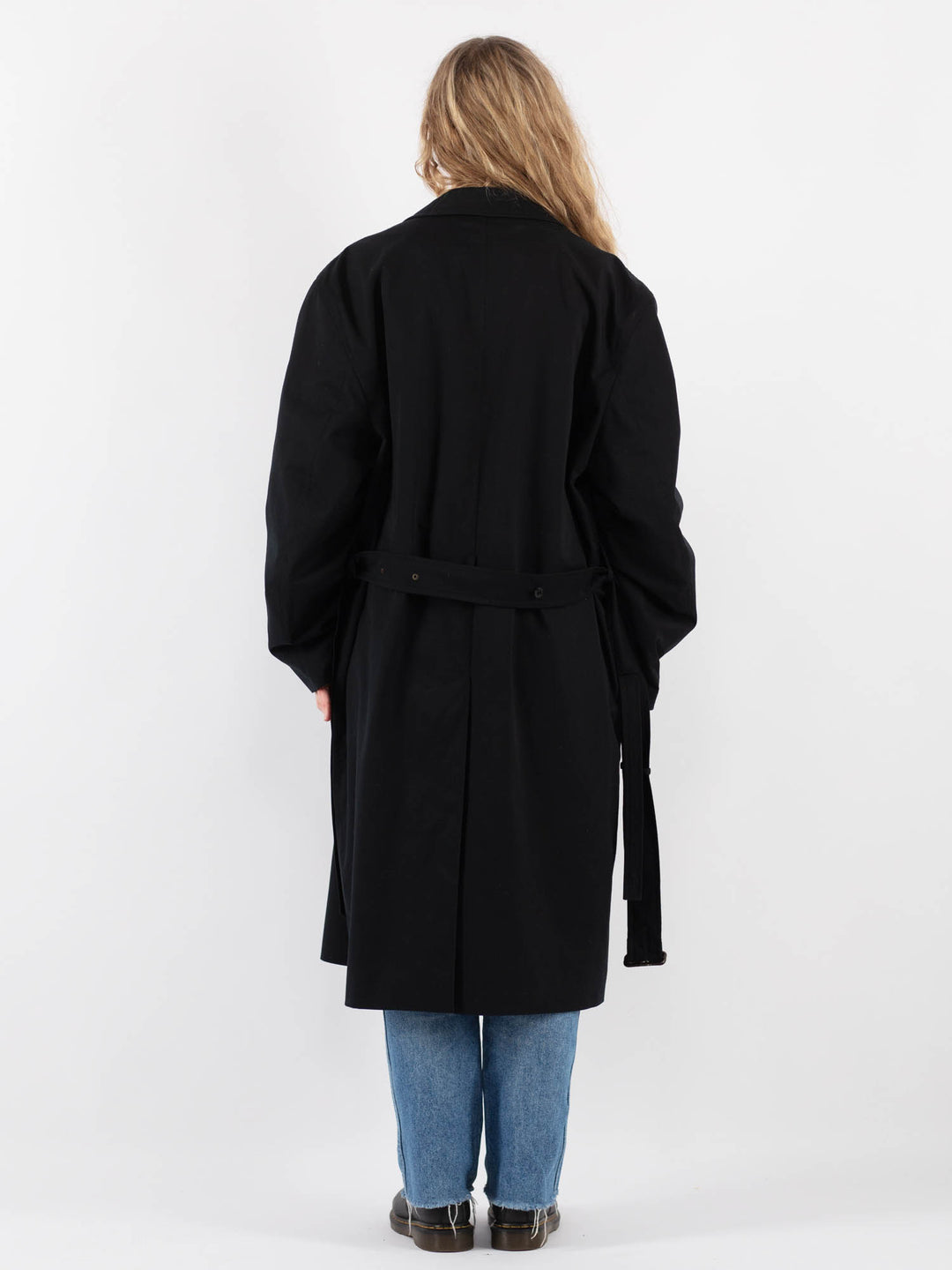 Vintage 90's Women Trench Coat in Black
