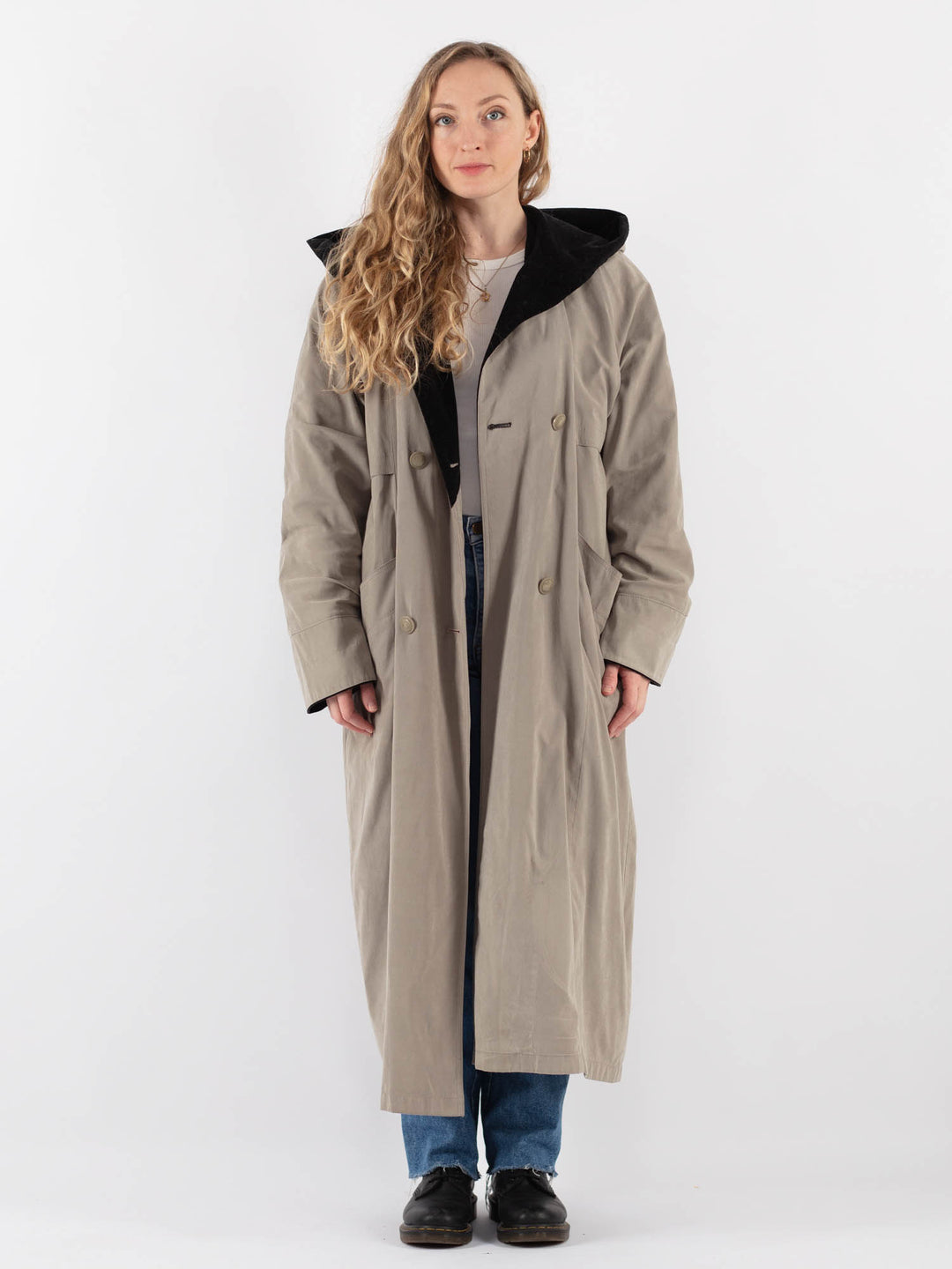 Vintage 90's Women Trench Coat in Beige