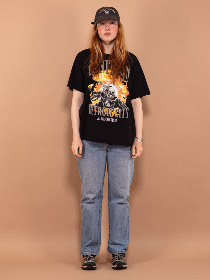 Vintage 90's Women T-shirt with Biker print - NorthernGrip