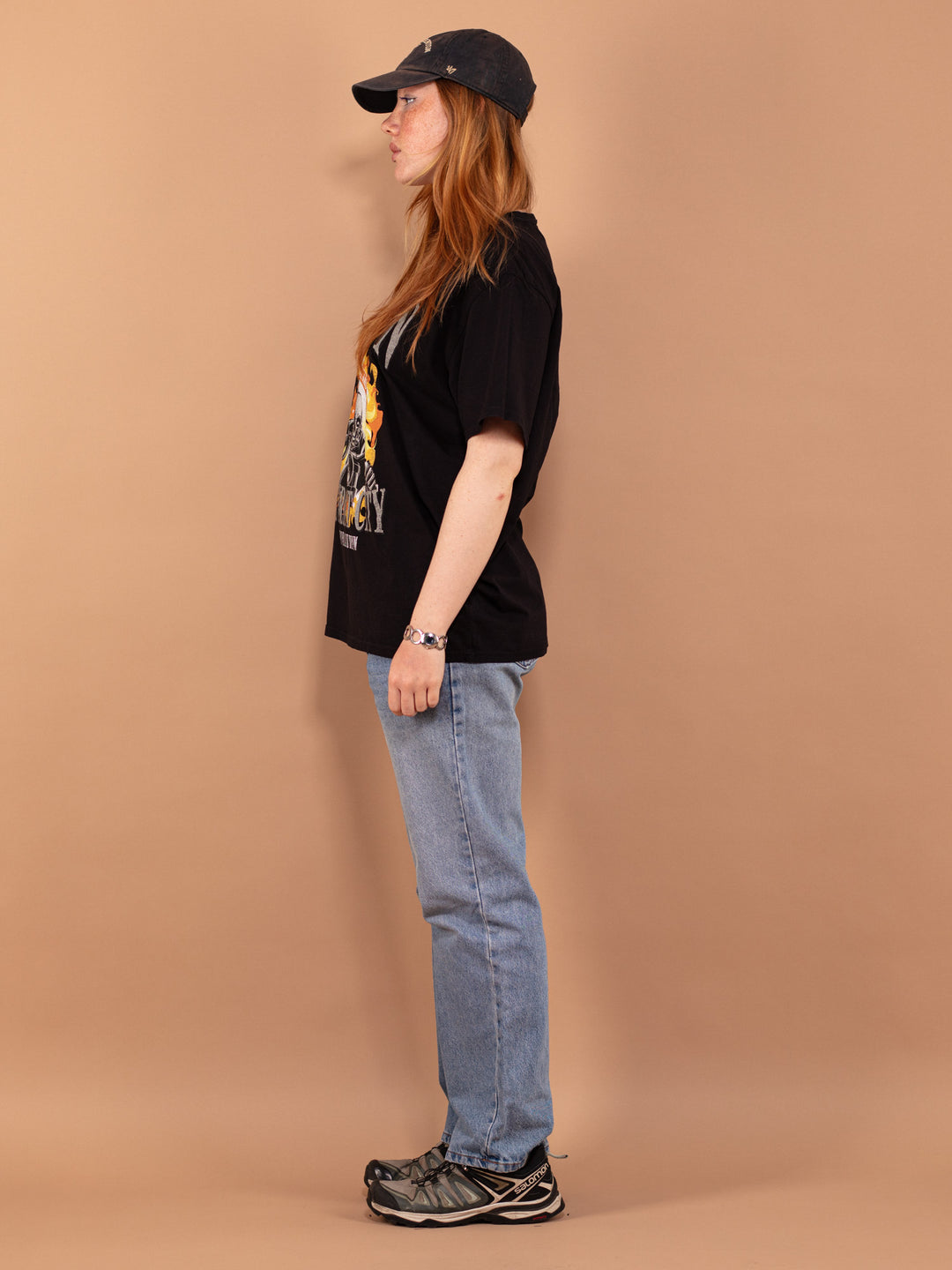 Vintage 90's Women T-shirt with Biker print - NorthernGrip