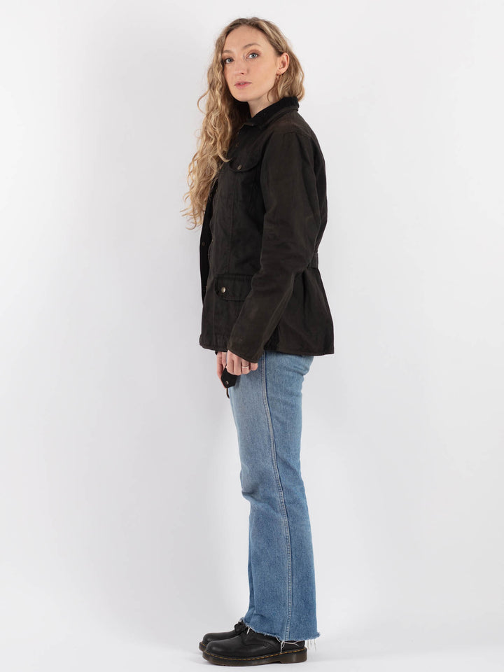Vintage 90's Women Waxed Cotton Jacket in Brown - NorthernGrip
