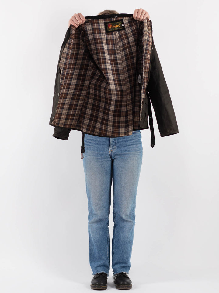 Vintage 90's Women Waxed Cotton Jacket in Brown - NorthernGrip
