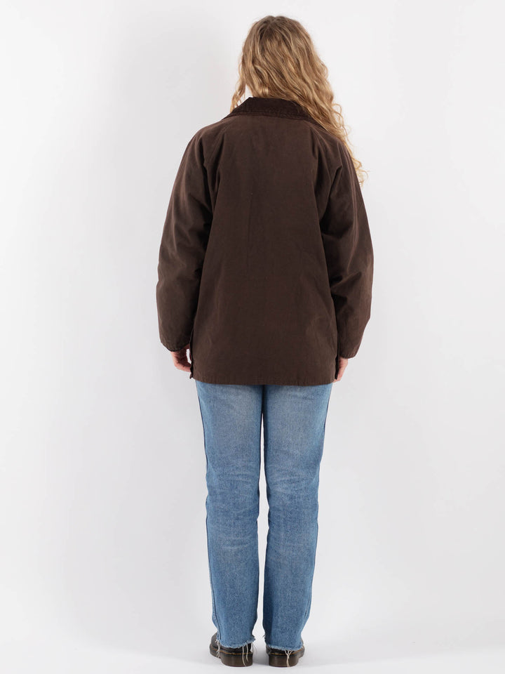 Vintage 90's Women Waxed Cotton Jacket in Brown - NorthernGrip