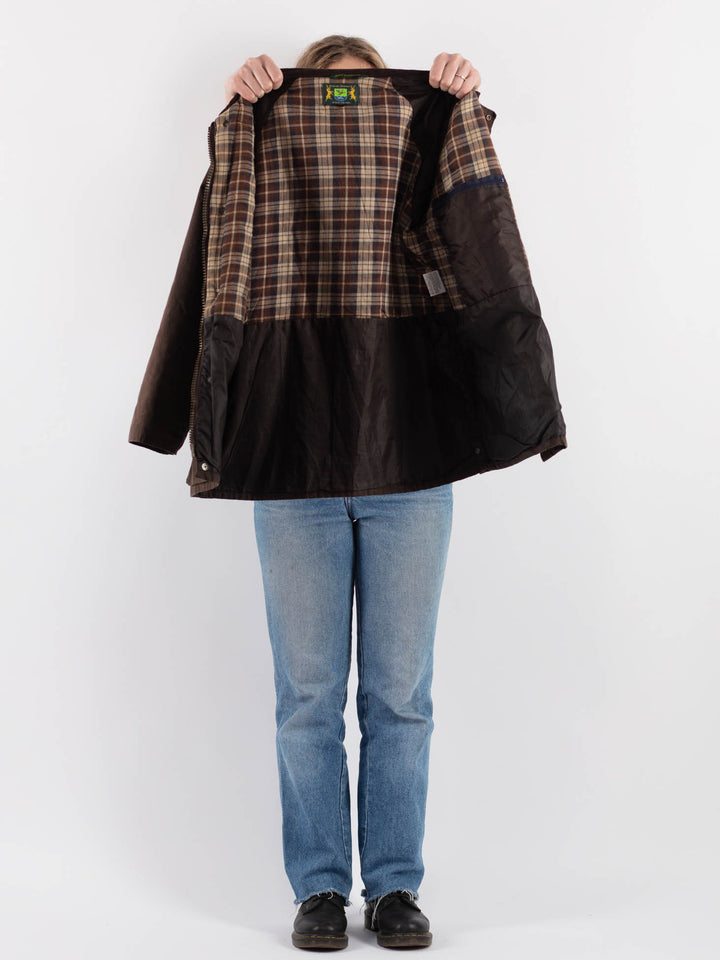 Vintage 90's Women Waxed Cotton Jacket in Brown - NorthernGrip