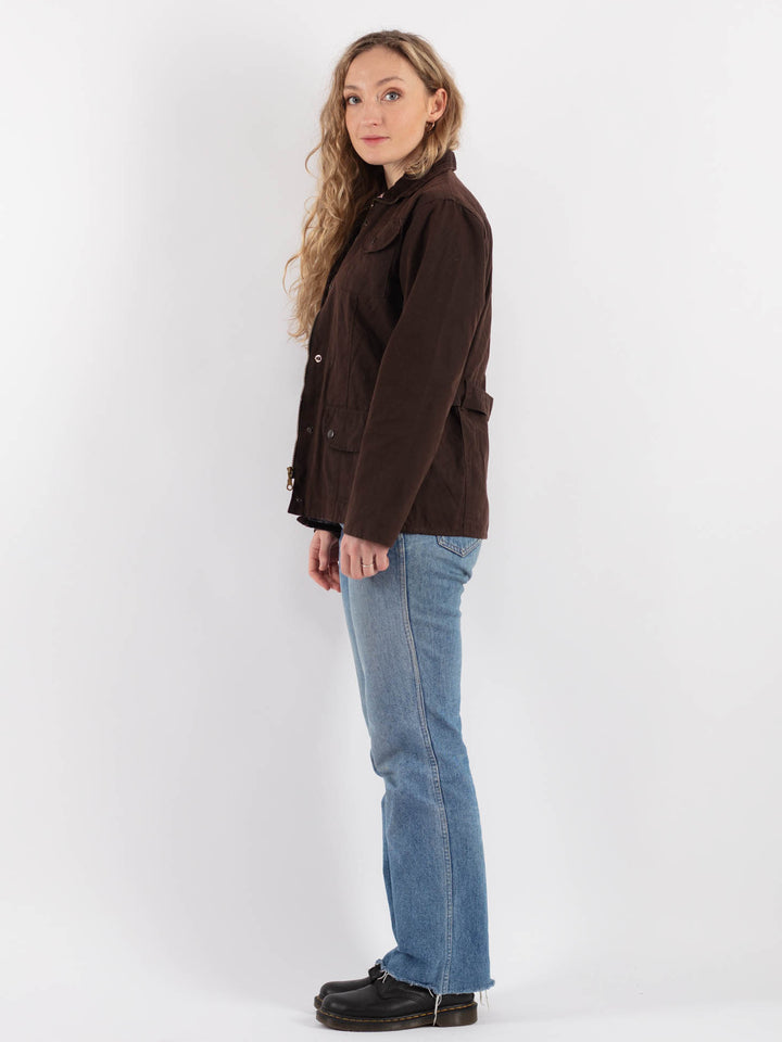 Vintage 90's Women Waxed Cotton Jacket in Brown - NorthernGrip