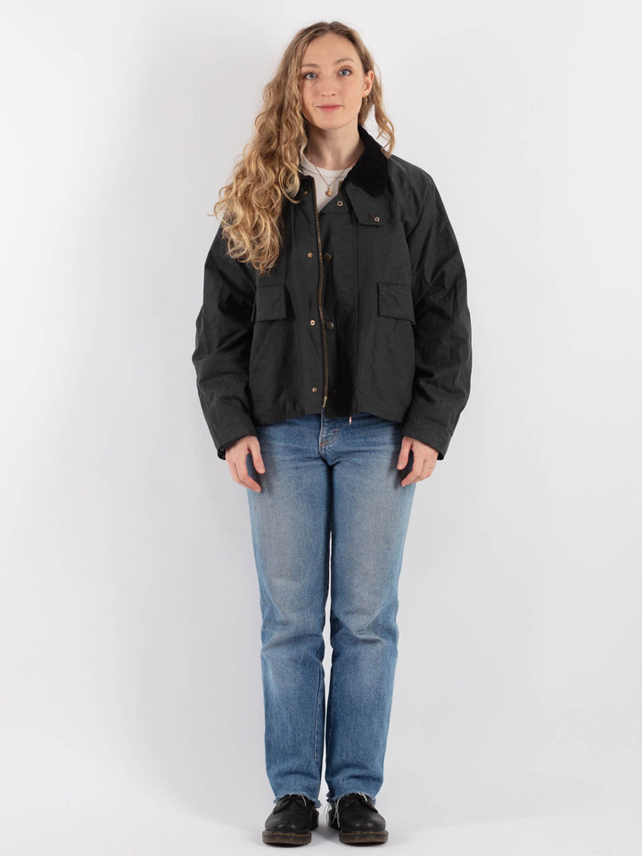 Vintage 90's Women Waxed Cotton Jacket in Gray - NorthernGrip