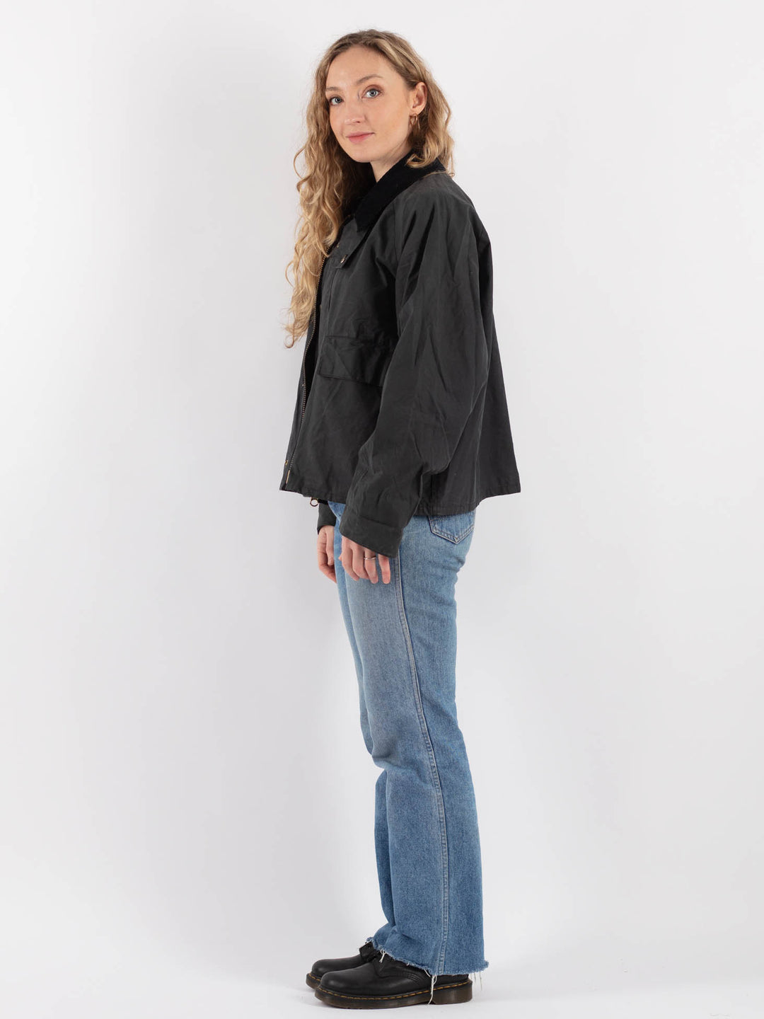 Vintage 90's Women Waxed Cotton Jacket in Gray - NorthernGrip