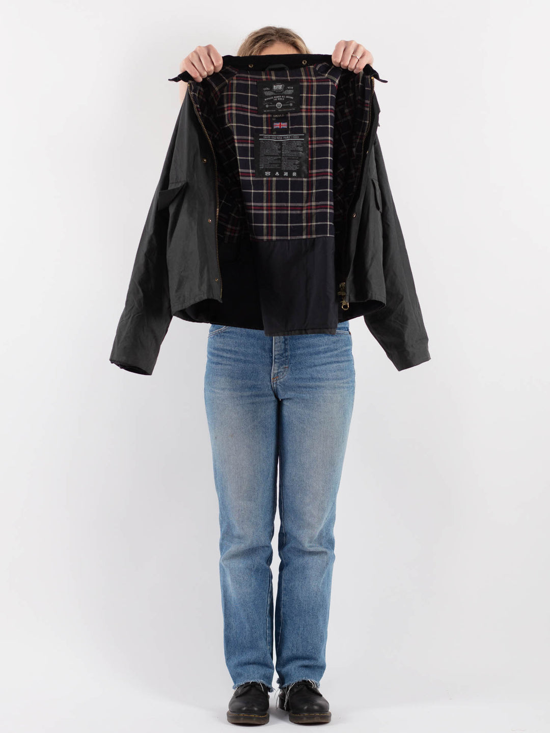 Vintage 90's Women Waxed Cotton Jacket in Gray - NorthernGrip