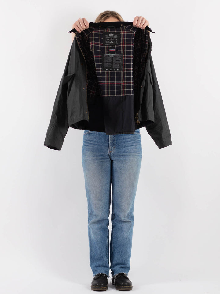 Vintage 90's Women Waxed Cotton Jacket in Gray - NorthernGrip