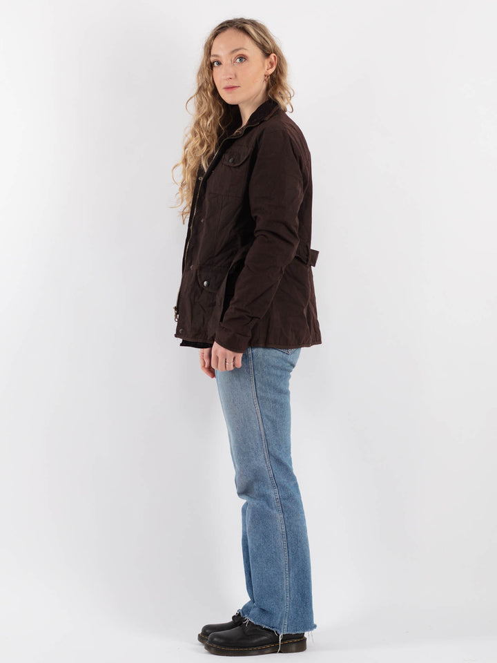 Vintage 90's Women Waxed Cotton Jacket in Brown - NorthernGrip