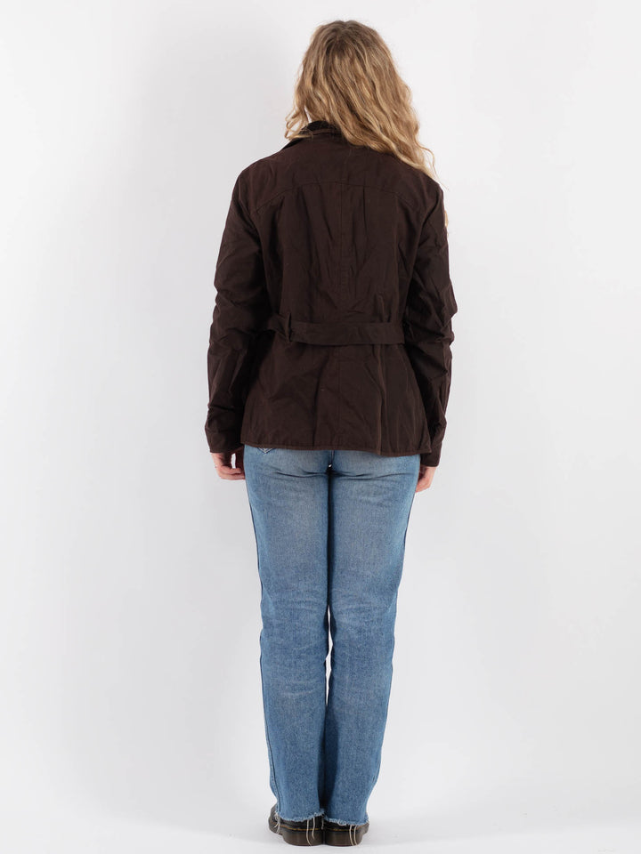 Vintage 90's Women Waxed Cotton Jacket in Brown - NorthernGrip