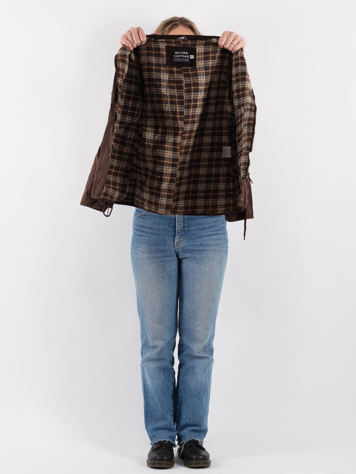 Vintage 90's Women Waxed Cotton Jacket in Brown - NorthernGrip