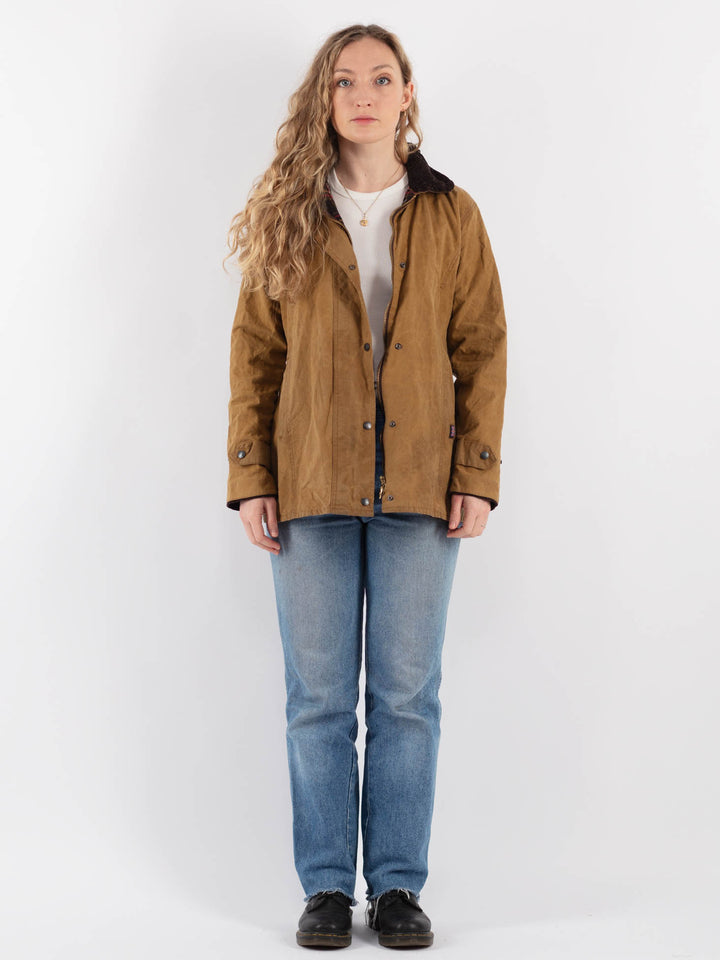 Vintage 90's Women Waxed Cotton Jacket in Beige - NorthernGrip