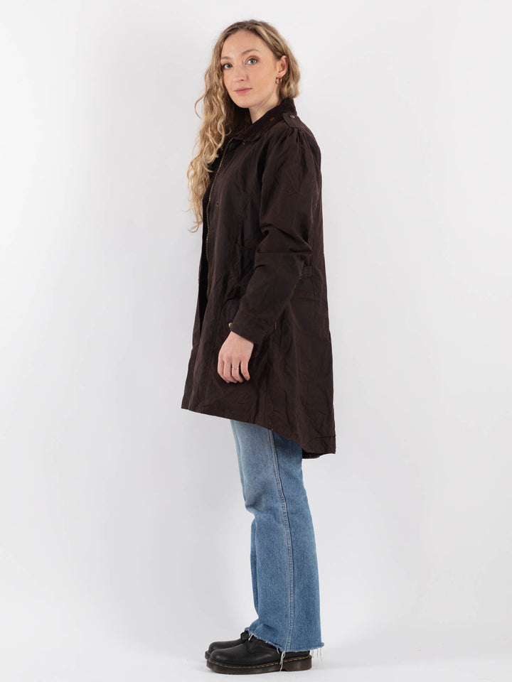 Vintage 90's Women Waxed Cotton Jacket in Brown - NorthernGrip