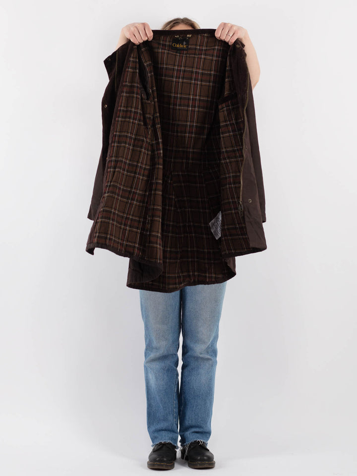 Vintage 90's Women Waxed Cotton Jacket in Brown - NorthernGrip