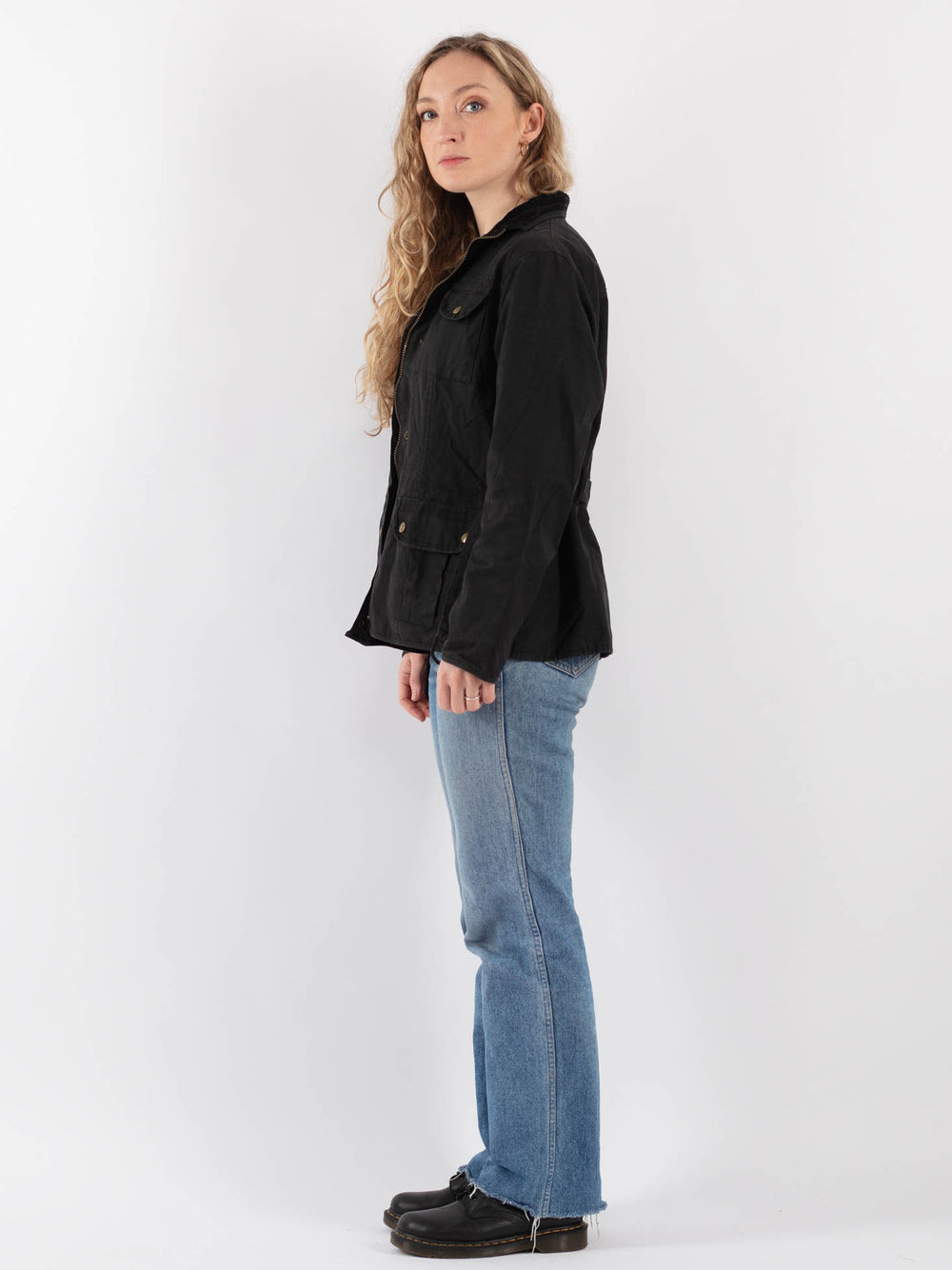 Vintage 90's Women Waxed Cotton Jacket in Black - NorthernGrip