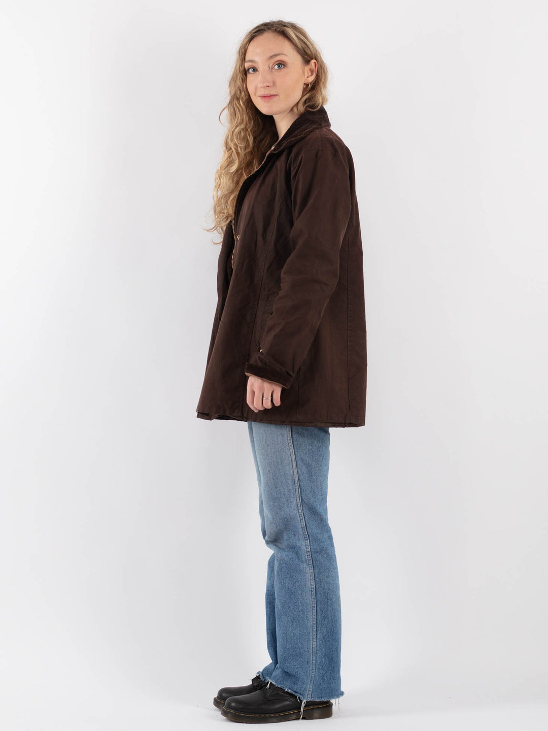 Vintage 90's Women Waxed Cotton Jacket in Brown - NorthernGrip