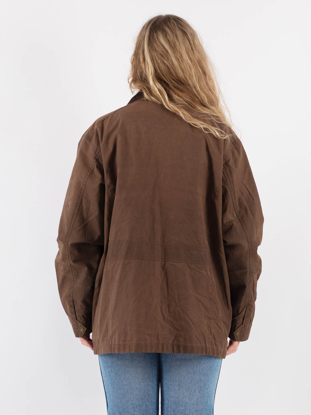 Vintage 90's Women Waxed Cotton Jacket in Brown