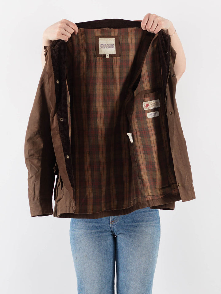 Vintage 90's Women Waxed Cotton Jacket in Brown