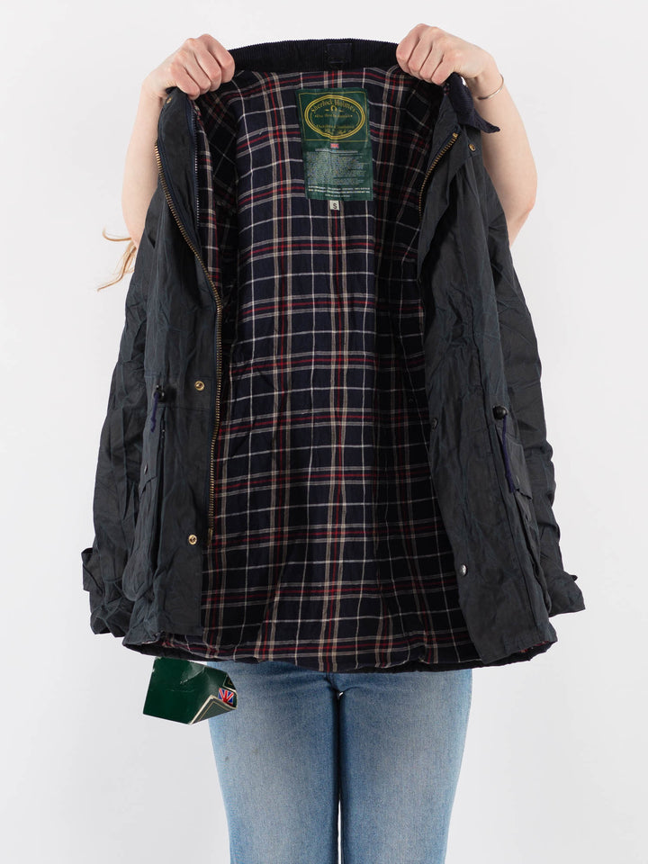 Vintage 90's Women Waxed Cotton Jacket in Blue