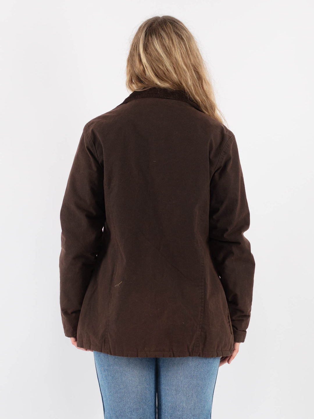 Vintage 90's Women Waxed Cotton Jacket in Brown