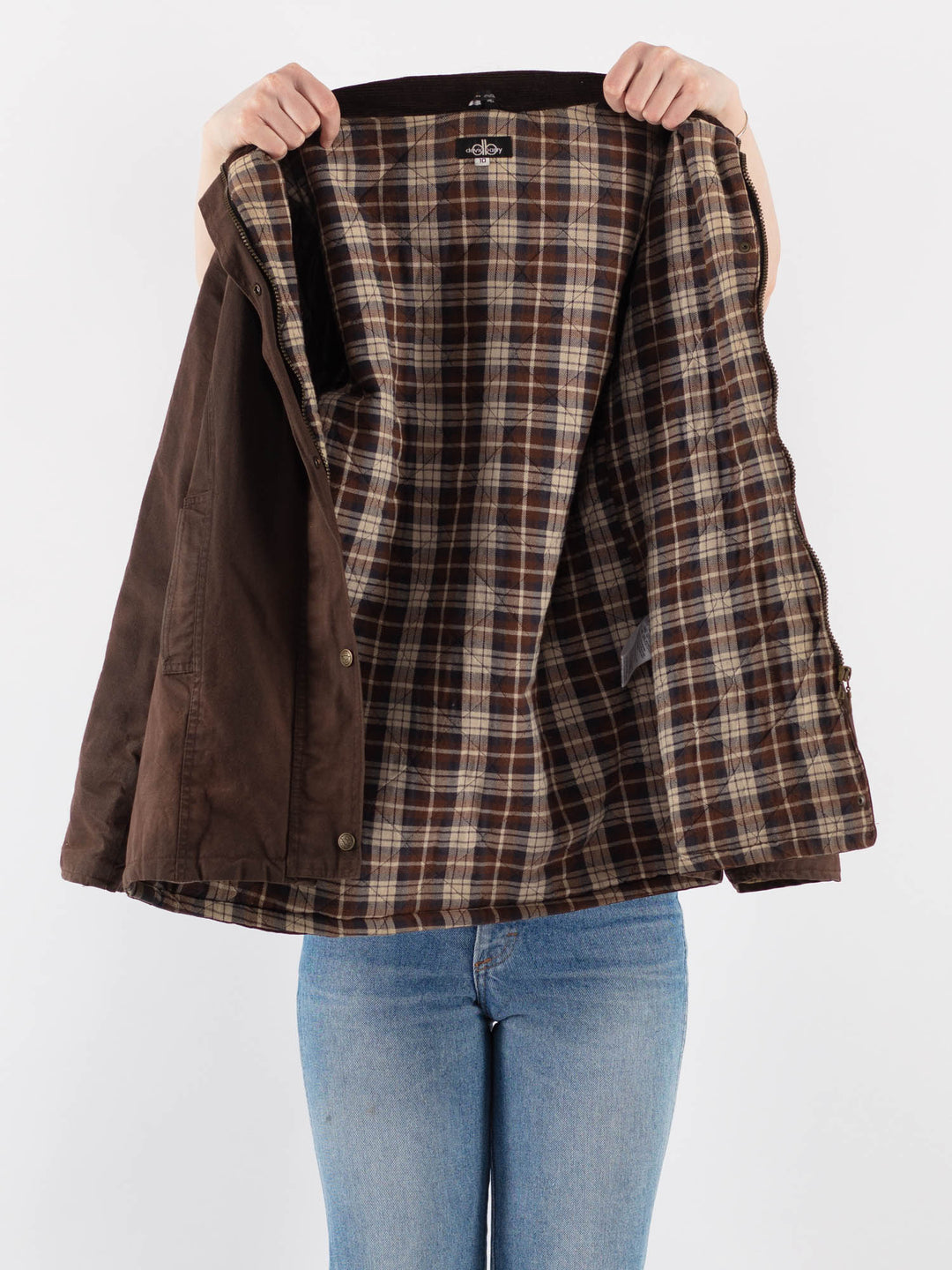 Vintage 90's Women Waxed Cotton Jacket in Brown