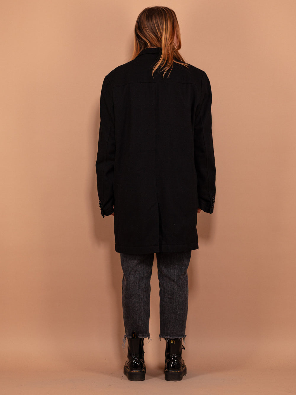 Vintage 90's Women Wool Blend Coat in Black - NorthernGrip