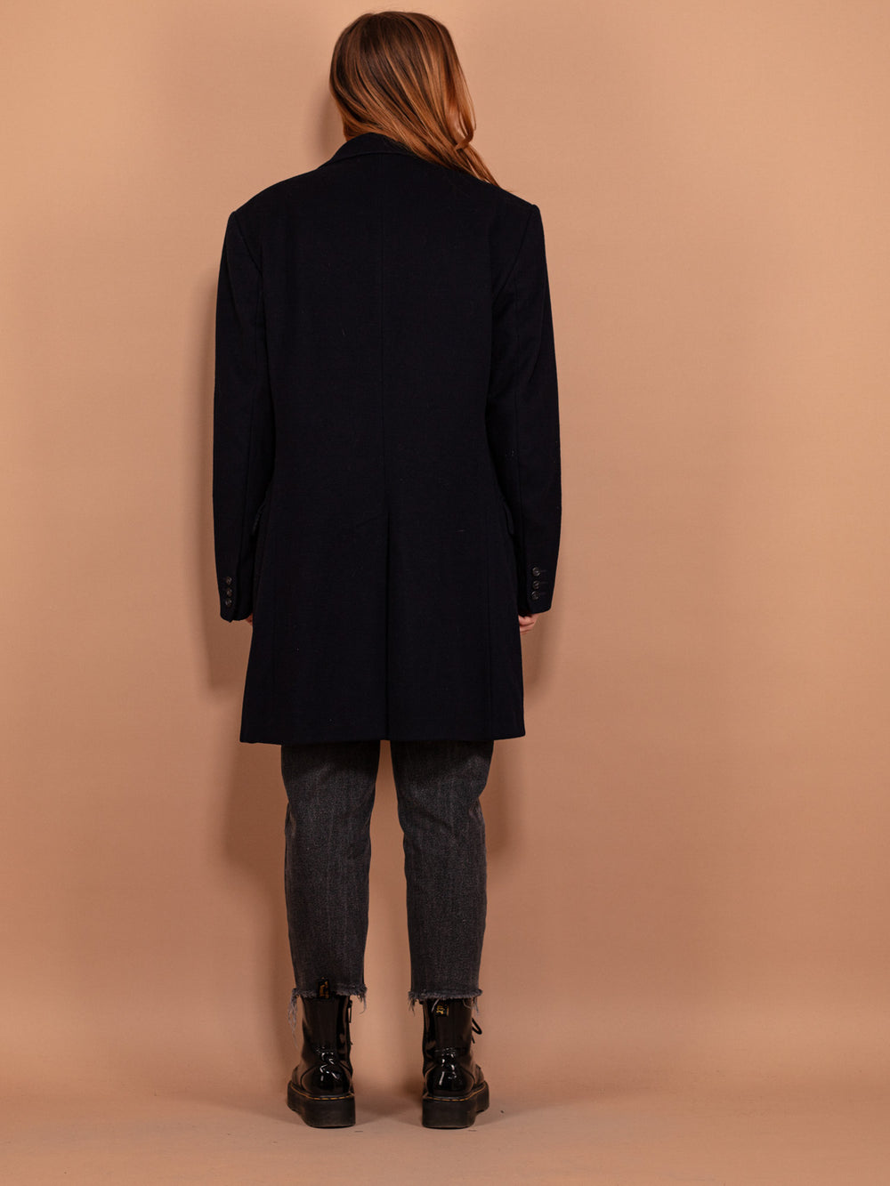 Vintage 90's Women Wool Blend Coat in Blue - NorthernGrip