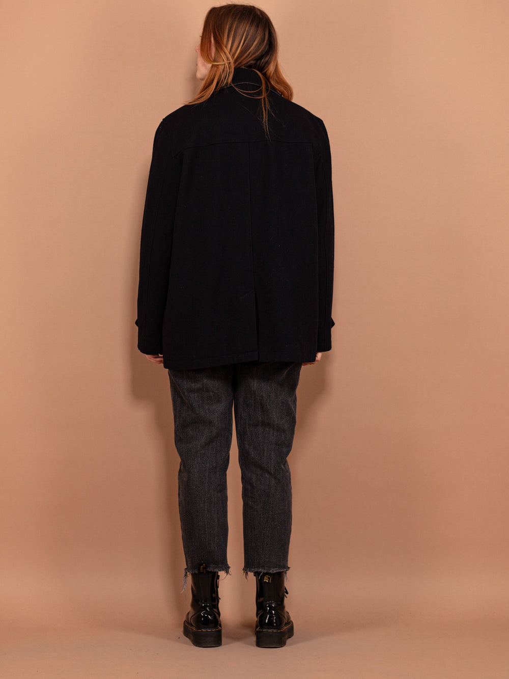 Vintage 90's Women Wool Blend Peacoat in Navy Blue - NorthernGrip
