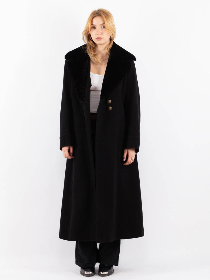 Vintage 00's Women Cashmere Wool Blend Coat in Black