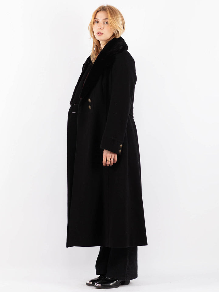 Vintage 00's Women Cashmere Wool Blend Coat in Black