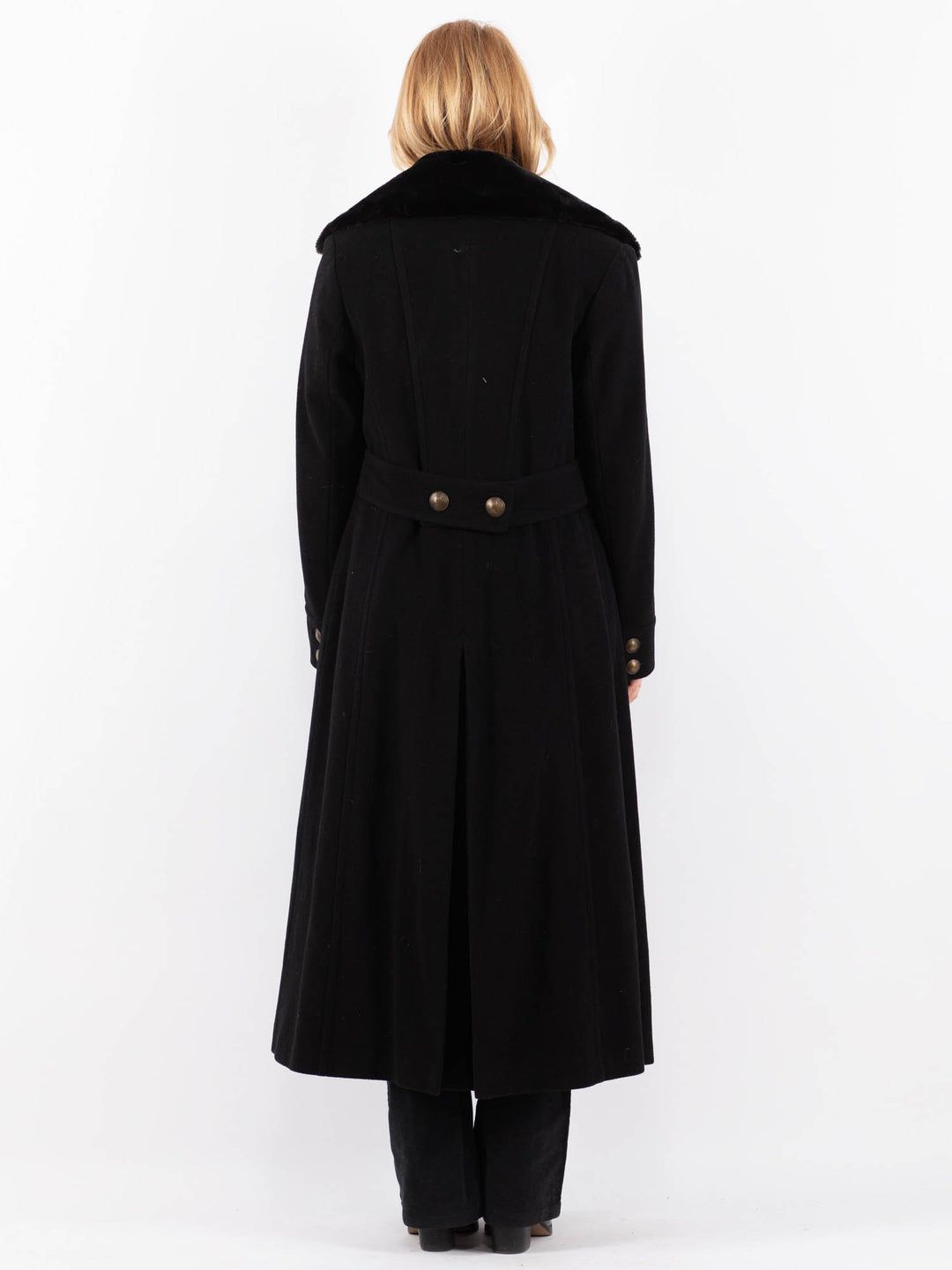 Vintage 00's Women Cashmere Wool Blend Coat in Black