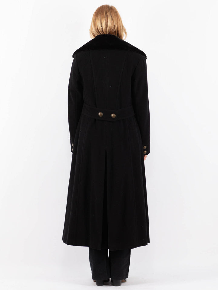 Vintage 00's Women Cashmere Wool Blend Coat in Black