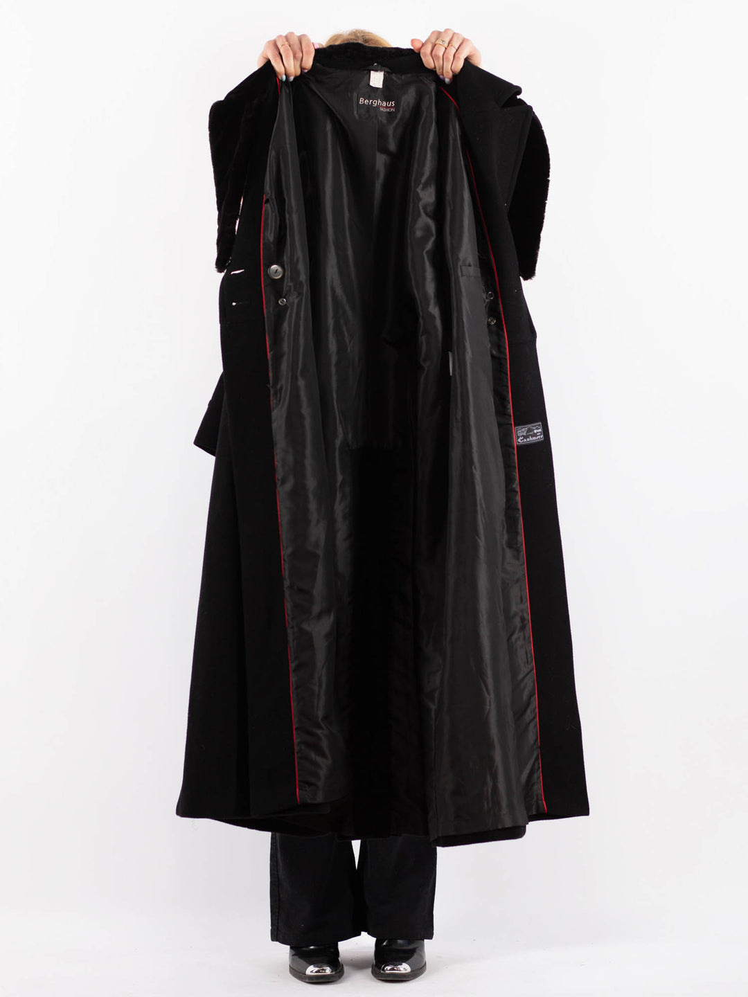 Vintage 00's Women Cashmere Wool Blend Coat in Black