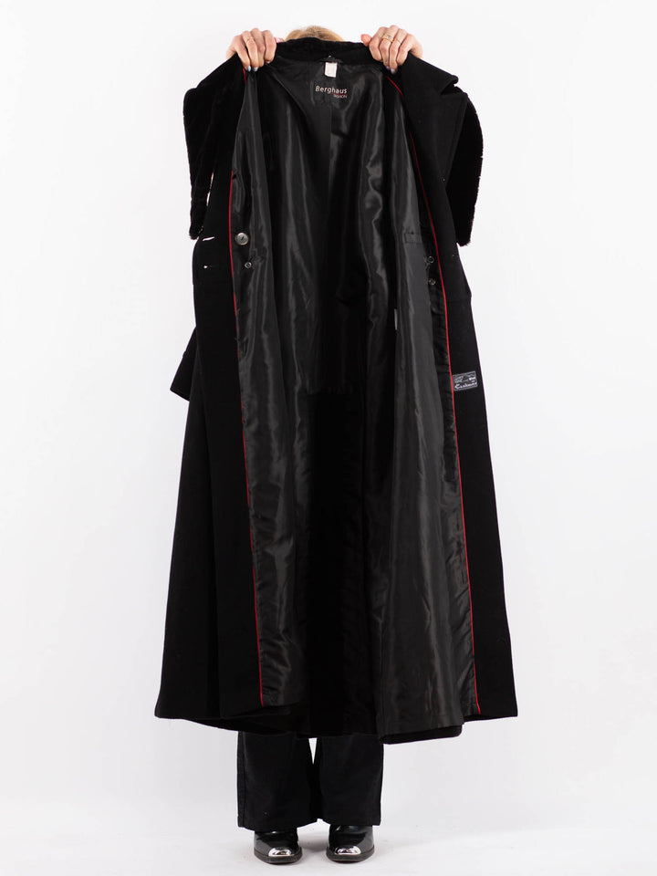 Vintage 00's Women Cashmere Wool Blend Coat in Black