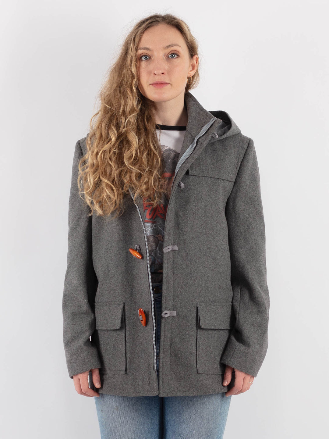 Vintage 90's Women Harris Wool Coat in GrayV9334