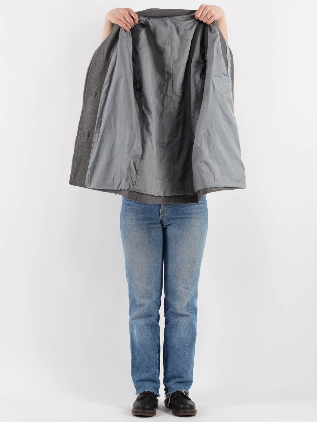 Vintage 90's Women Harris Wool Coat in GrayV9334