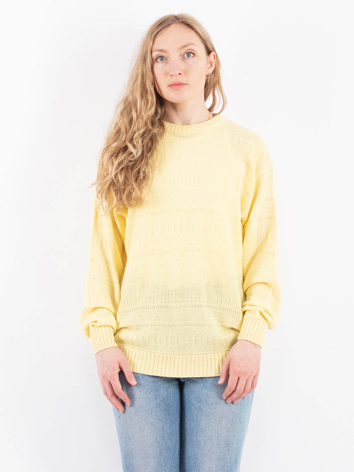 Vintage 90's Women Wool Blend Sweater in Yellow