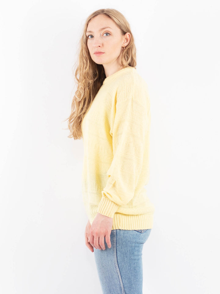 Vintage 90's Women Wool Blend Sweater in Yellow