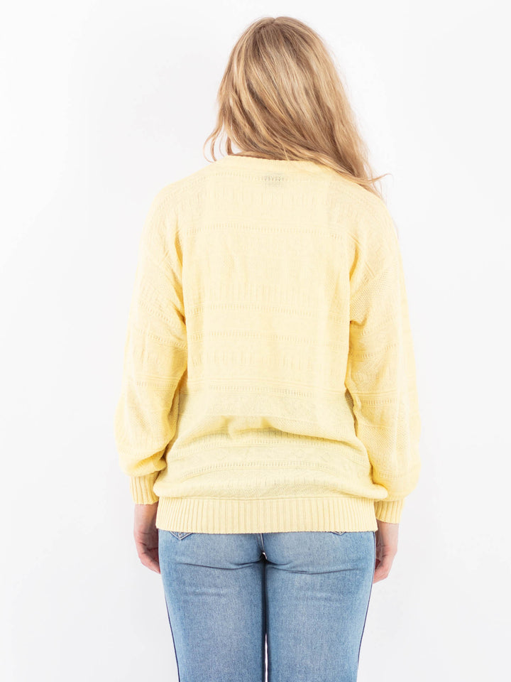 Vintage 90's Women Wool Blend Sweater in Yellow