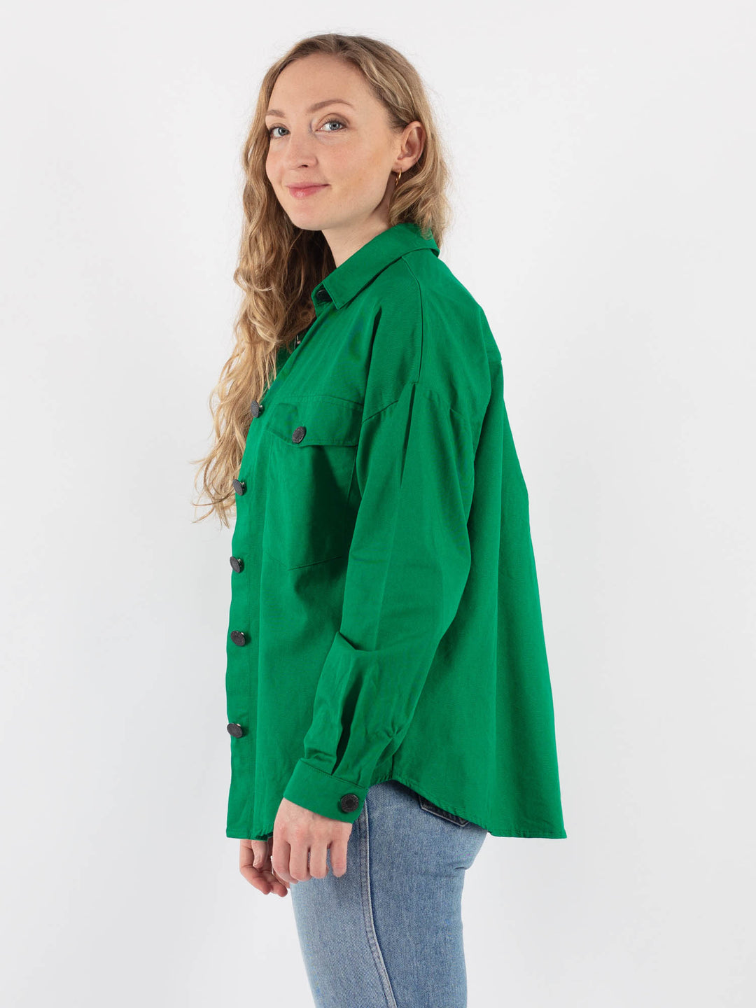 Vintage 90's Women Work Shirt in Green