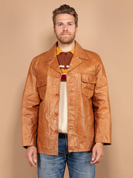Vintage-Brown-Leather-Blazer-