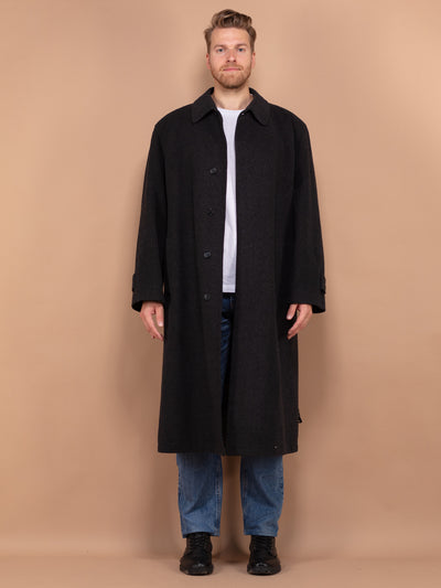 Wool Overcoat Men, Cashmere Wool Coat In Gray Size XL, Vintage Wool Coat, Autumn Wool Coat, 70s Coat, Minimalist Coat, Men Vintage Outerwear