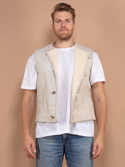 Shearling Vest Medium Size, Fur Vest, Men Sheepskin Vest, Vintage Shearling Vest, Mens 1970s Vest, Vintage Clothing, Vintage Hipster Vest
