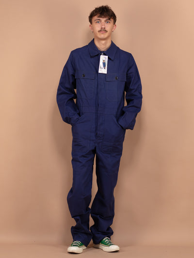 Vintage Coverall Men, Large Size Jumpsuit Blue, Retro Overalls, Men's Jumpsuit, Old-Fashioned Mechanic Overall, Classic Timeless Jumpsuit