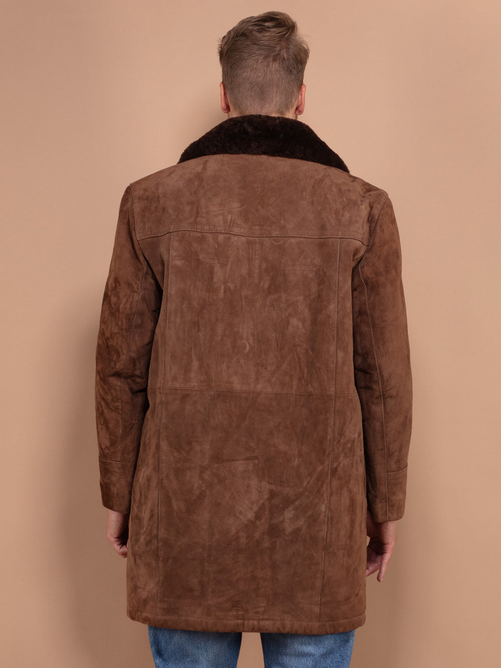 Vintage 70's Men Suede Sherpa Coat in Brown - NorthernGrip