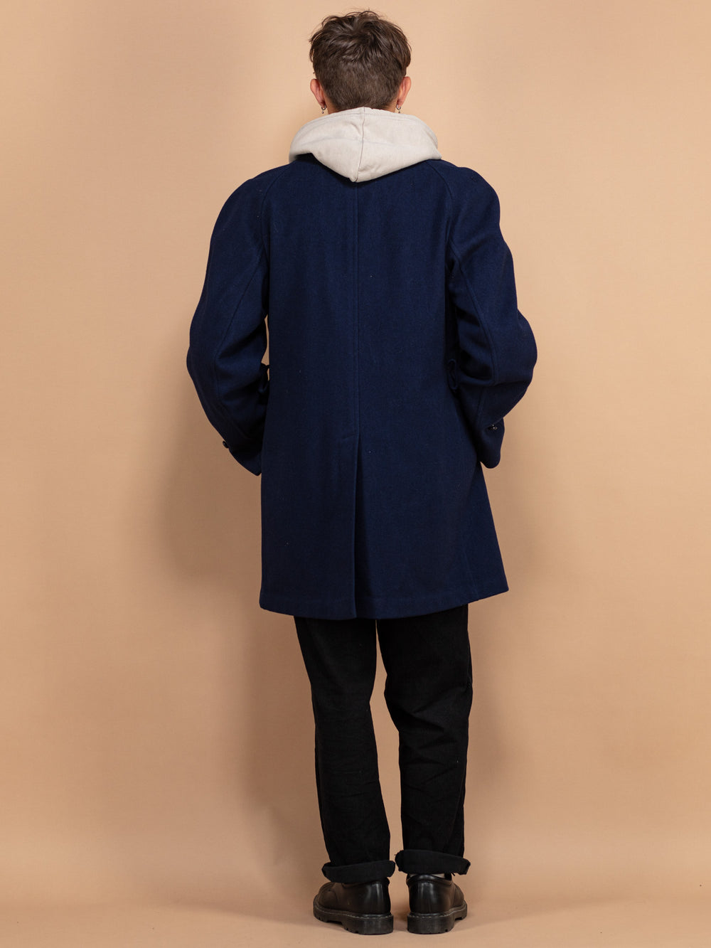 Vintage 70's Men Wool Coat in Navy - NorthernGrip