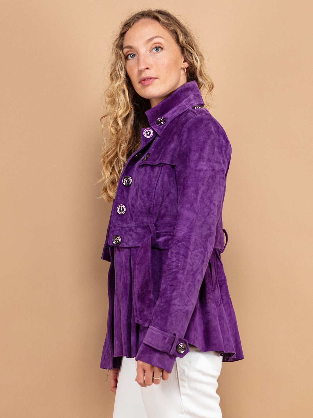 Purple Suede Jacket, Women Size Extra Small S Suede Jacket, Retro Chic Jacket, Western Suede Jacket, Vintage Women Clothing, Y2K Outerwear