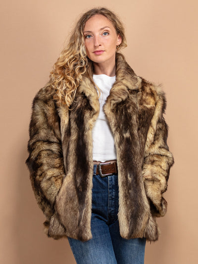 Genuine Fur Coat 80's, Size Medium M Fur Coat, 80's Luxurious Coat, Beige Fur Overcoat, Penny Lane Fur Jacket, Retro Chic Coat 80s Outerwear